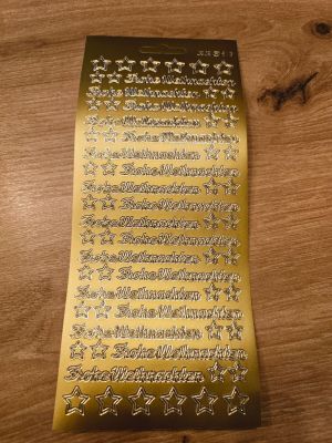 Sticker - Konturensticker -Frohe Weihnachten & Sterne- gold